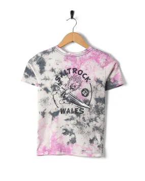 Wave Rider Wales - Kids Tie Dye Short Sleeve T-Shirt - Pink