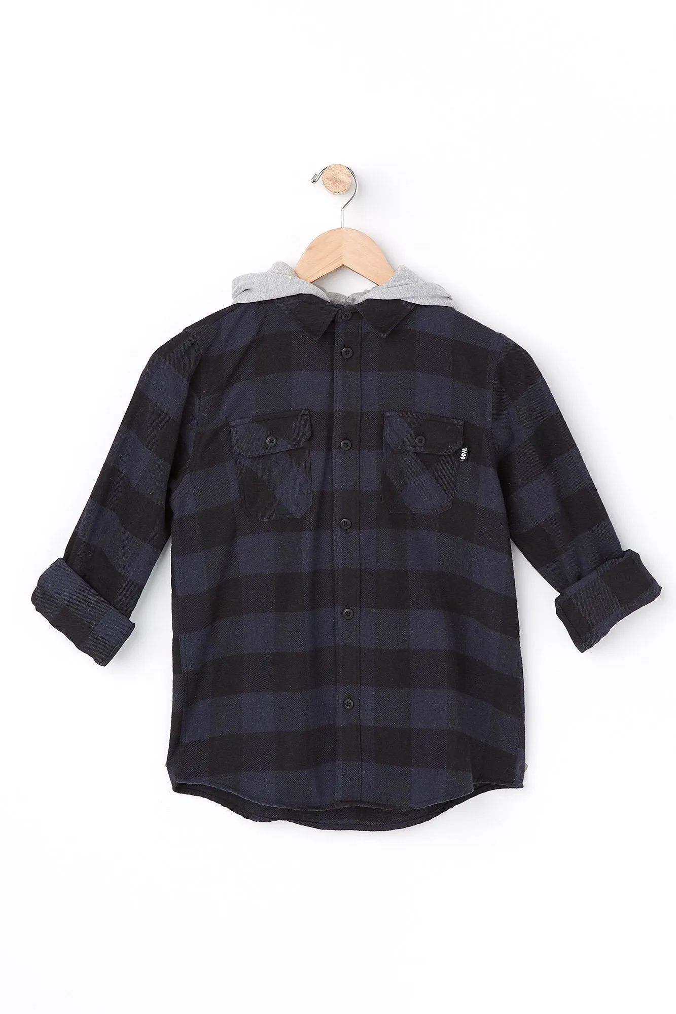 West 49 Youth Buffalo Plaid With Hood Flannel Shirt