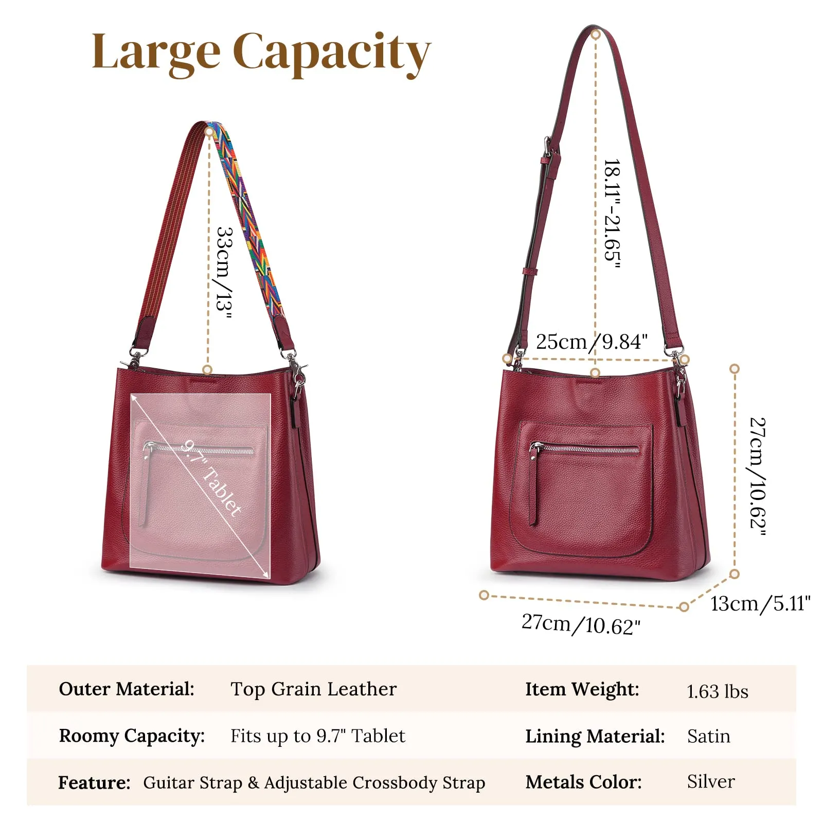 Women Genuine Leather Bucket Bag