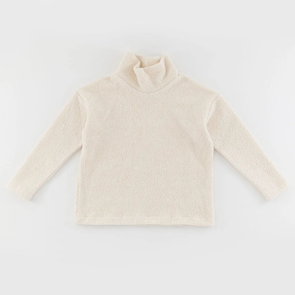 Women's Funnel Neck Sweatshirt in Cream Sherpa