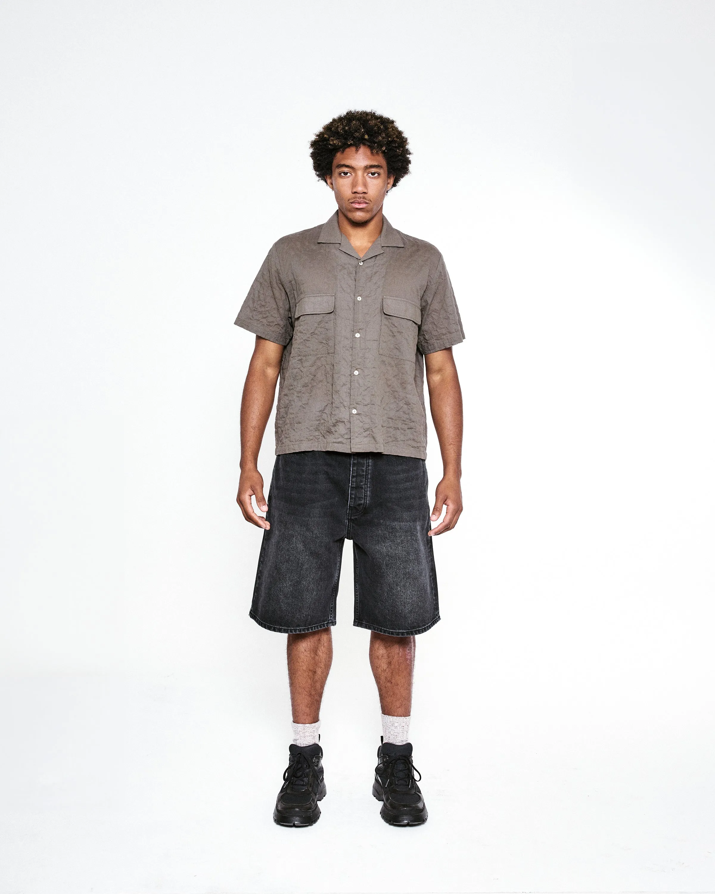 Wrinkled Dobby Short Sleeve Camp Shirt