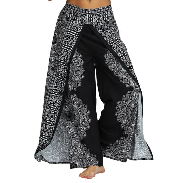 Yoga Print Casual Patchwork Pants