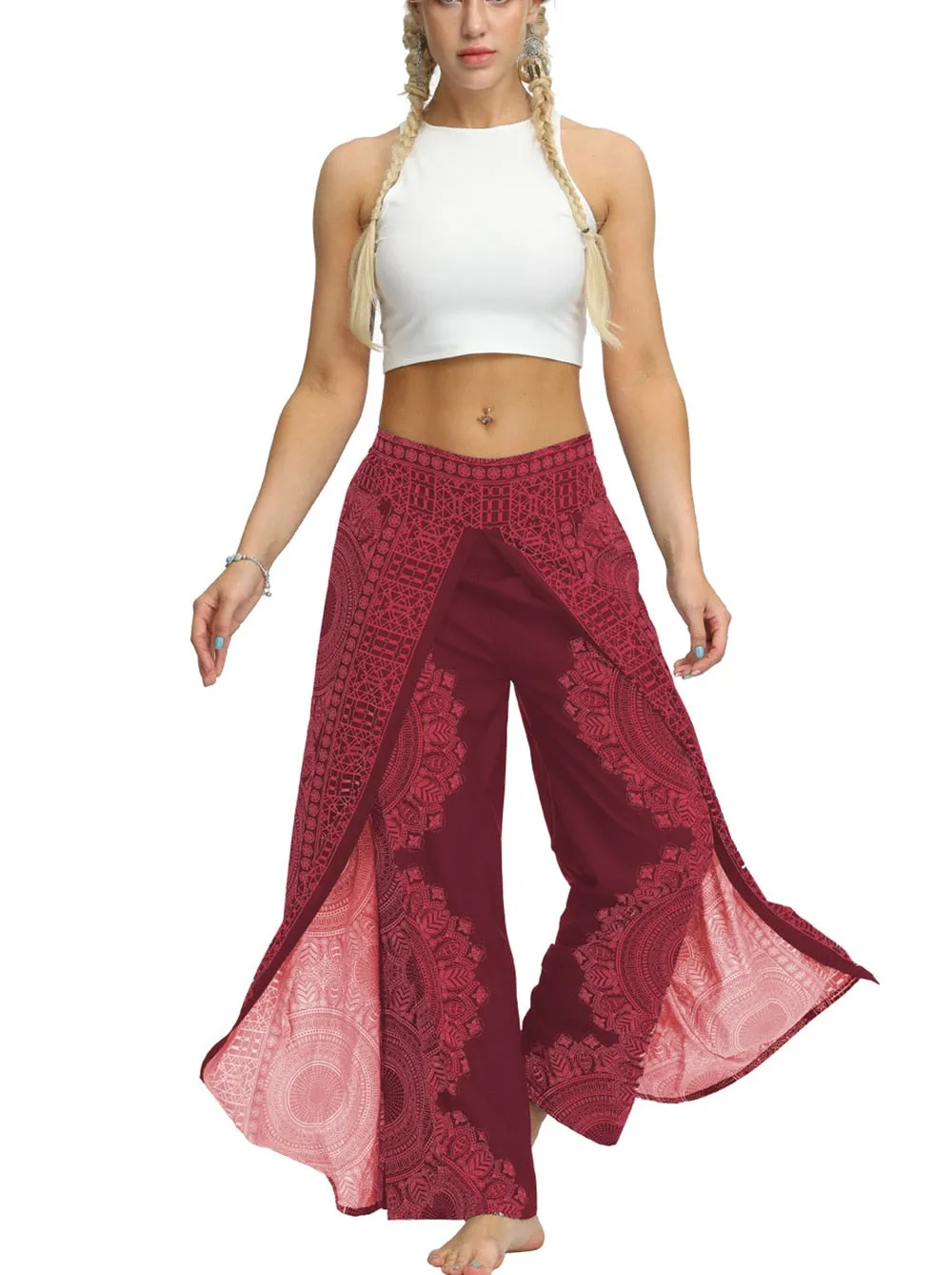 Yoga Print Casual Patchwork Pants